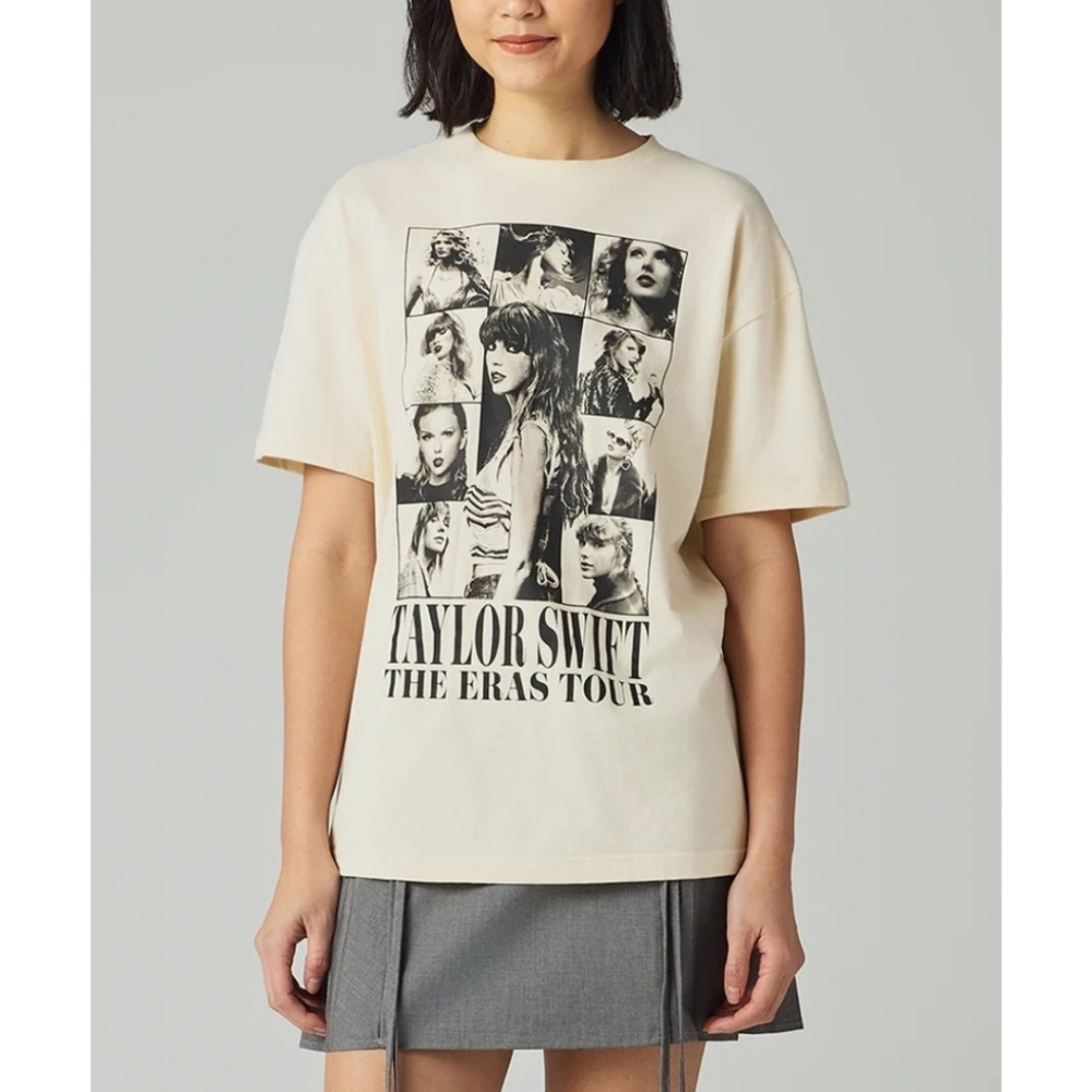 Taylor Swift The Eras Tour Through LA Beige Short Sleeve T Shirt Size Large